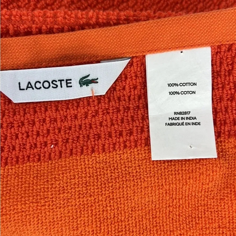 Lacoste ~ Orange Bath Towel 100% Cotton 30"x52" Big Crocodile Logo NWT&Beautiful - Picture 4 of 7
